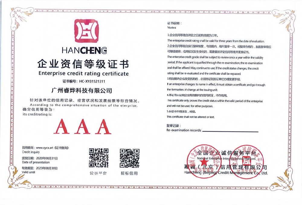 企業(yè)資信AAA及證書